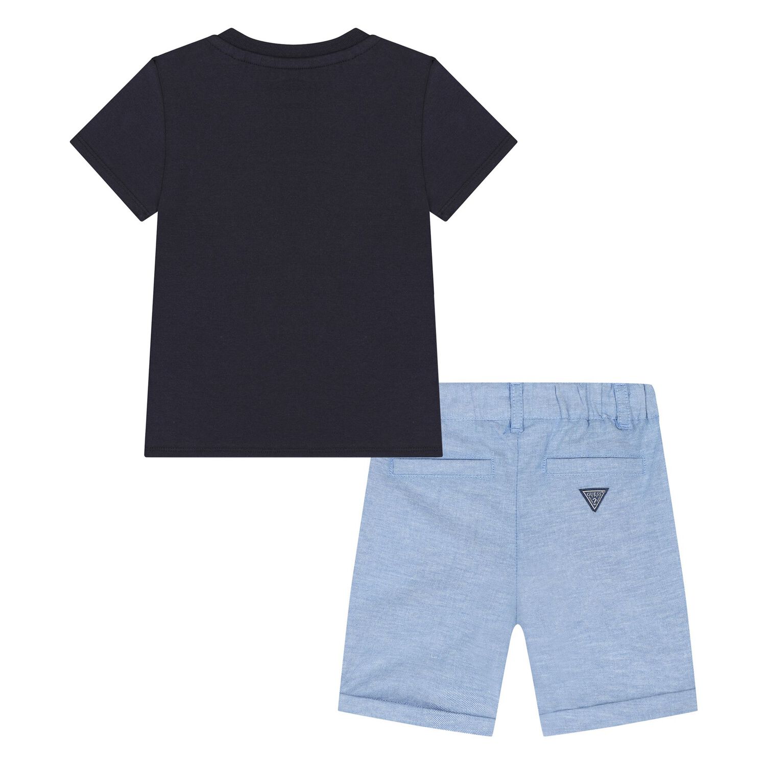 Younger Boys Navy Blue & Blue Shorts Set, 1, hi-res