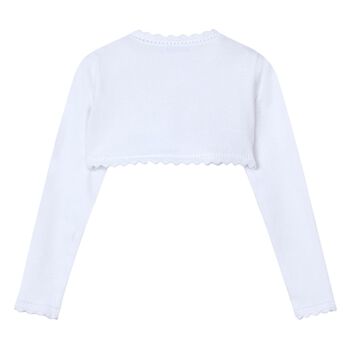Girls White Bolero Knit Cardigan