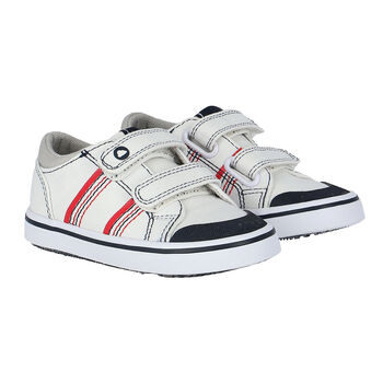 Younger Boys White Logo Trainers