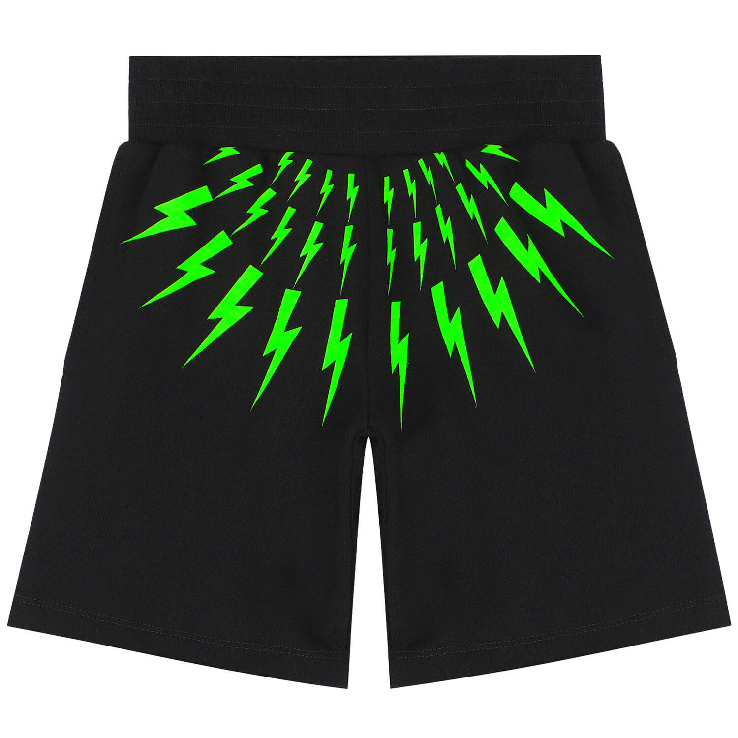Boys Black Thunderbolt Logo Shorts, 2, hi-res