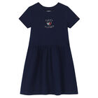Girls Navy Logo Dress, 1, hi-res