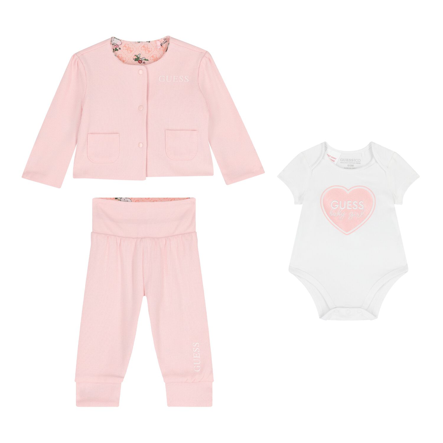 Baby Girls Pink Logo Tracksuit ( 3 Piece ), 1, hi-res image number null