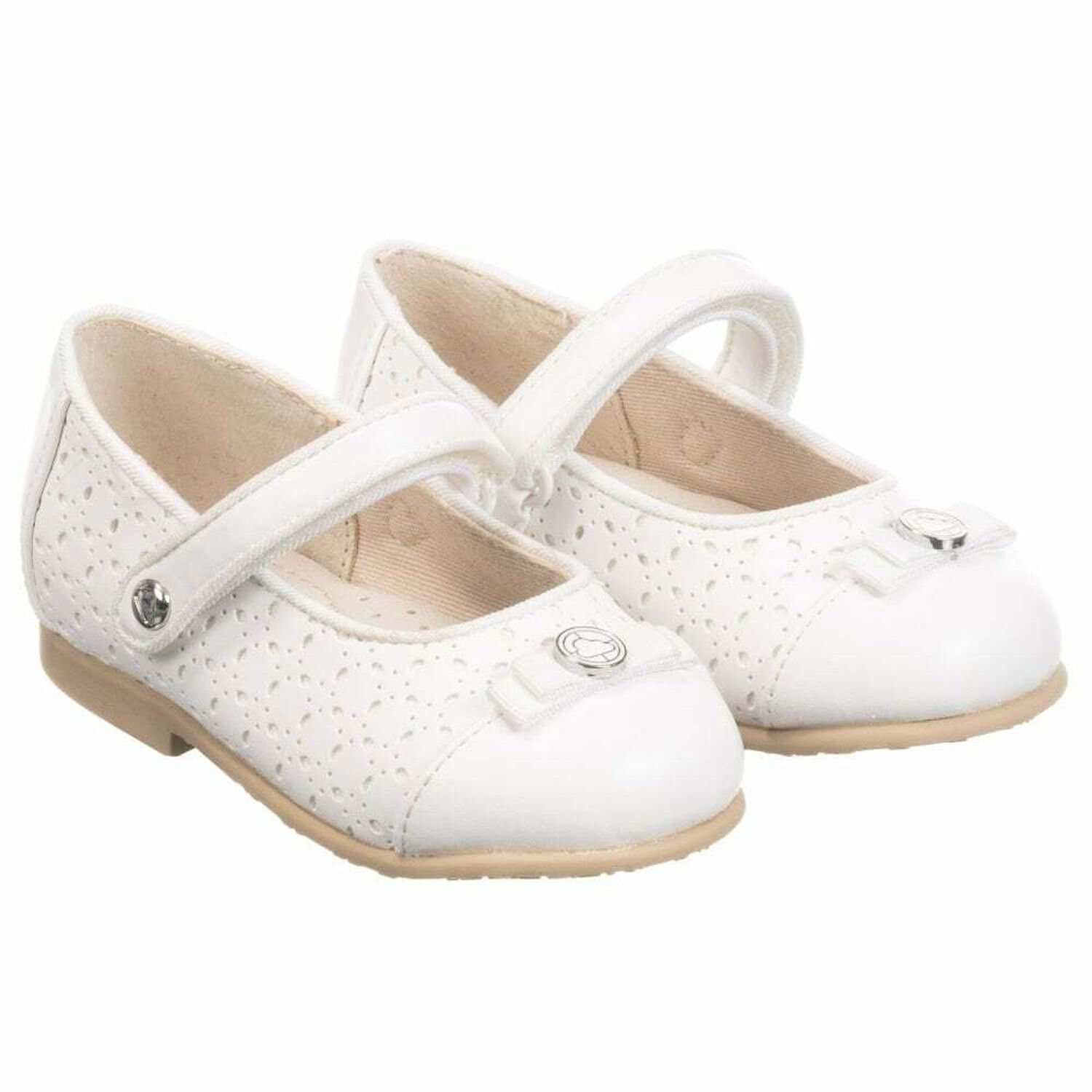 Younger Girls White Ballerina Shoes, 1, hi-res