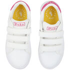 Girls White Logo Trainers, 1, hi-res