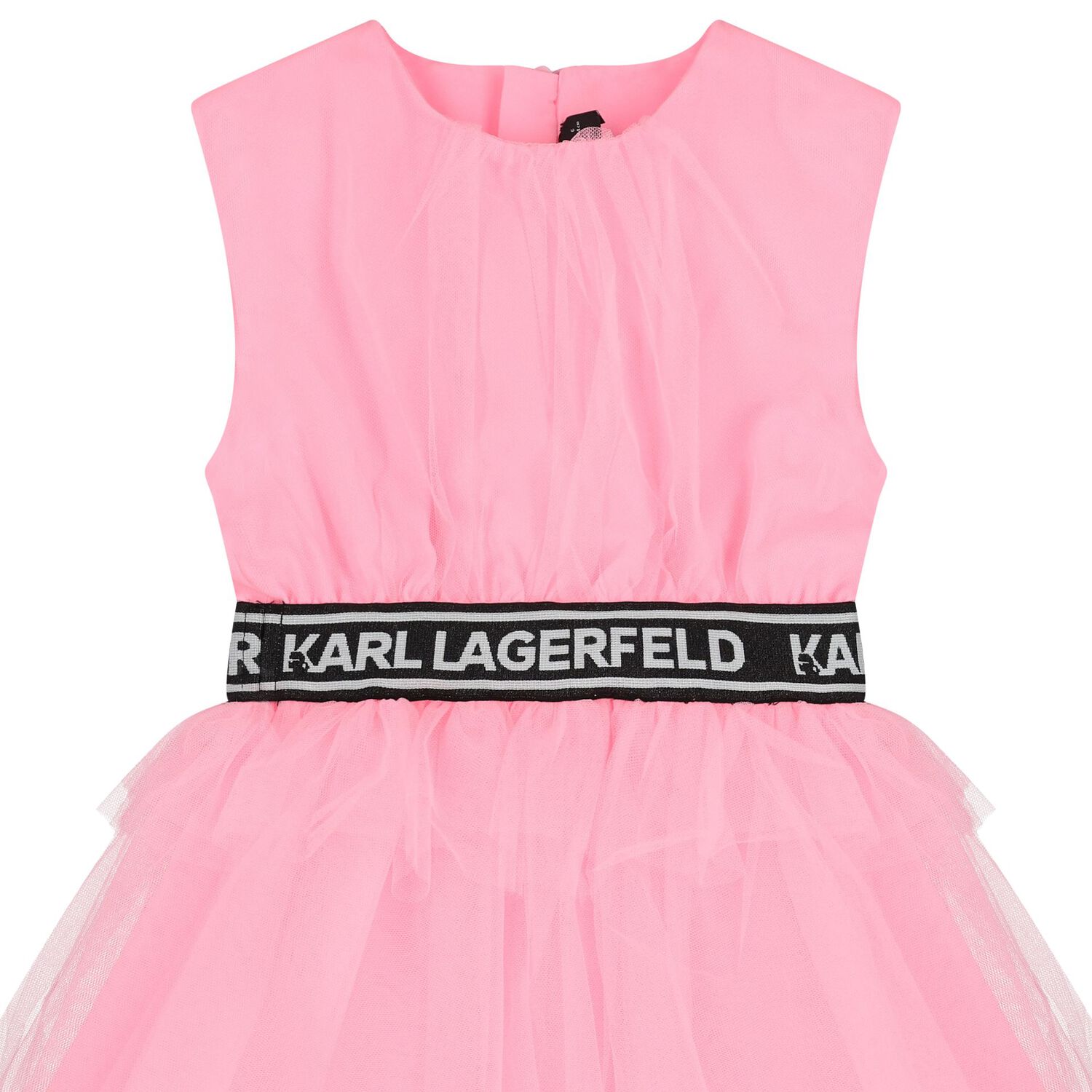 Girls Pink Logo Tulle Dress, 1, hi-res