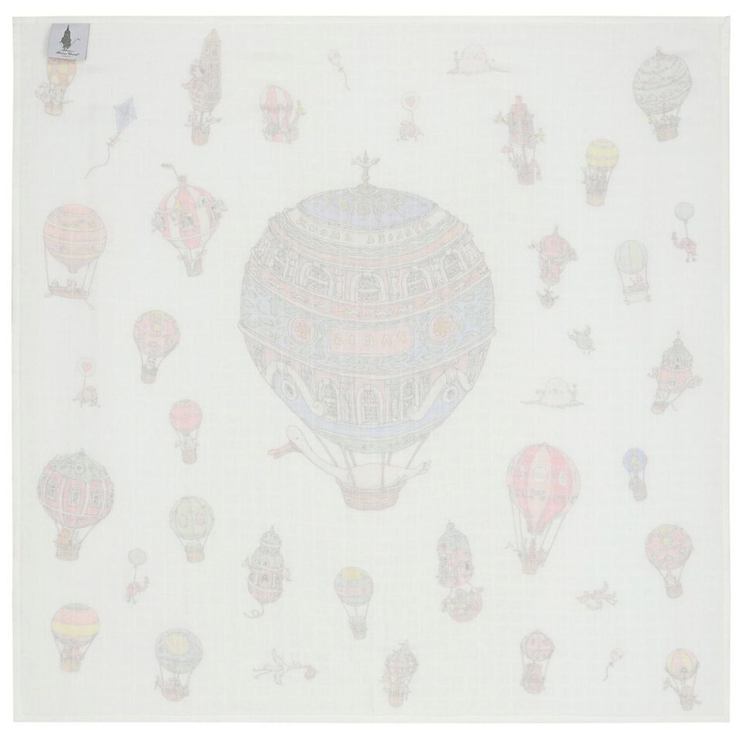 White Hot Air Balloons Baby Carré Swaddle & Bib Gift Set, 1, hi-res