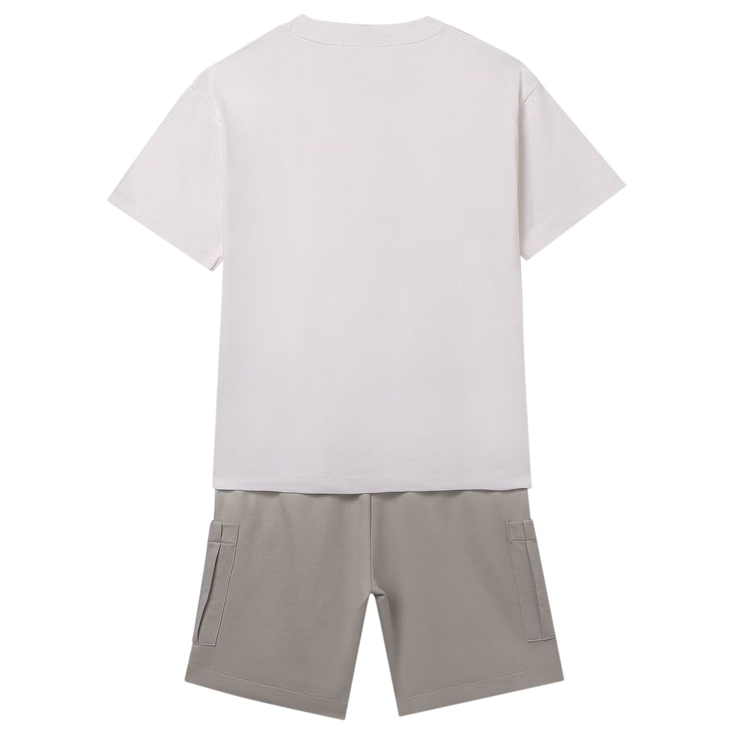 Boys Ivory & Beige Shorts Set, 1, hi-res