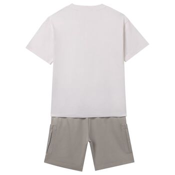 Boys Ivory & Beige Shorts Set