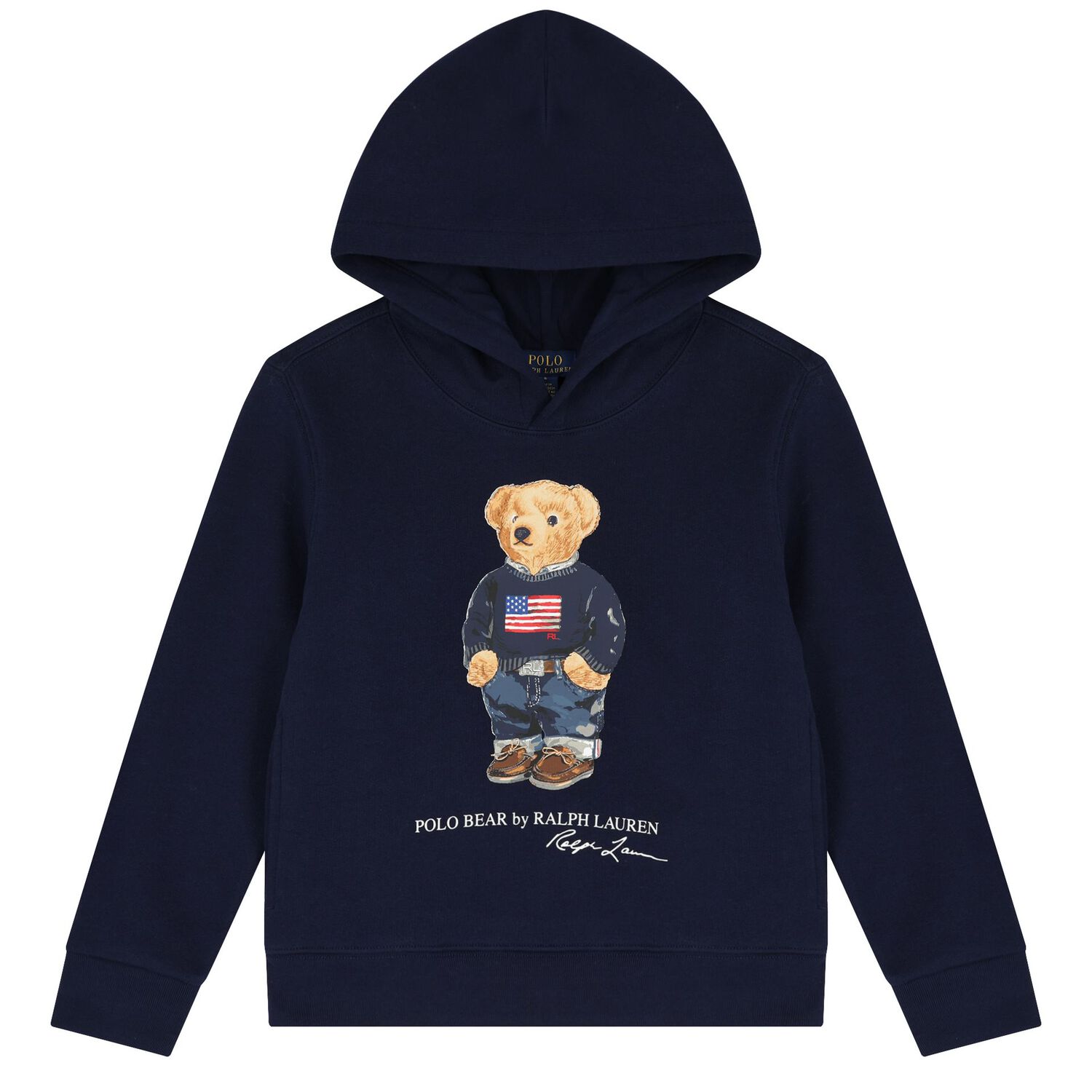 Boys Navy Blue Polo Bear Hooded Top, 1, hi-res image number null