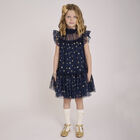 Girls Navy Blue Star Tulle Dress, 2, hi-res