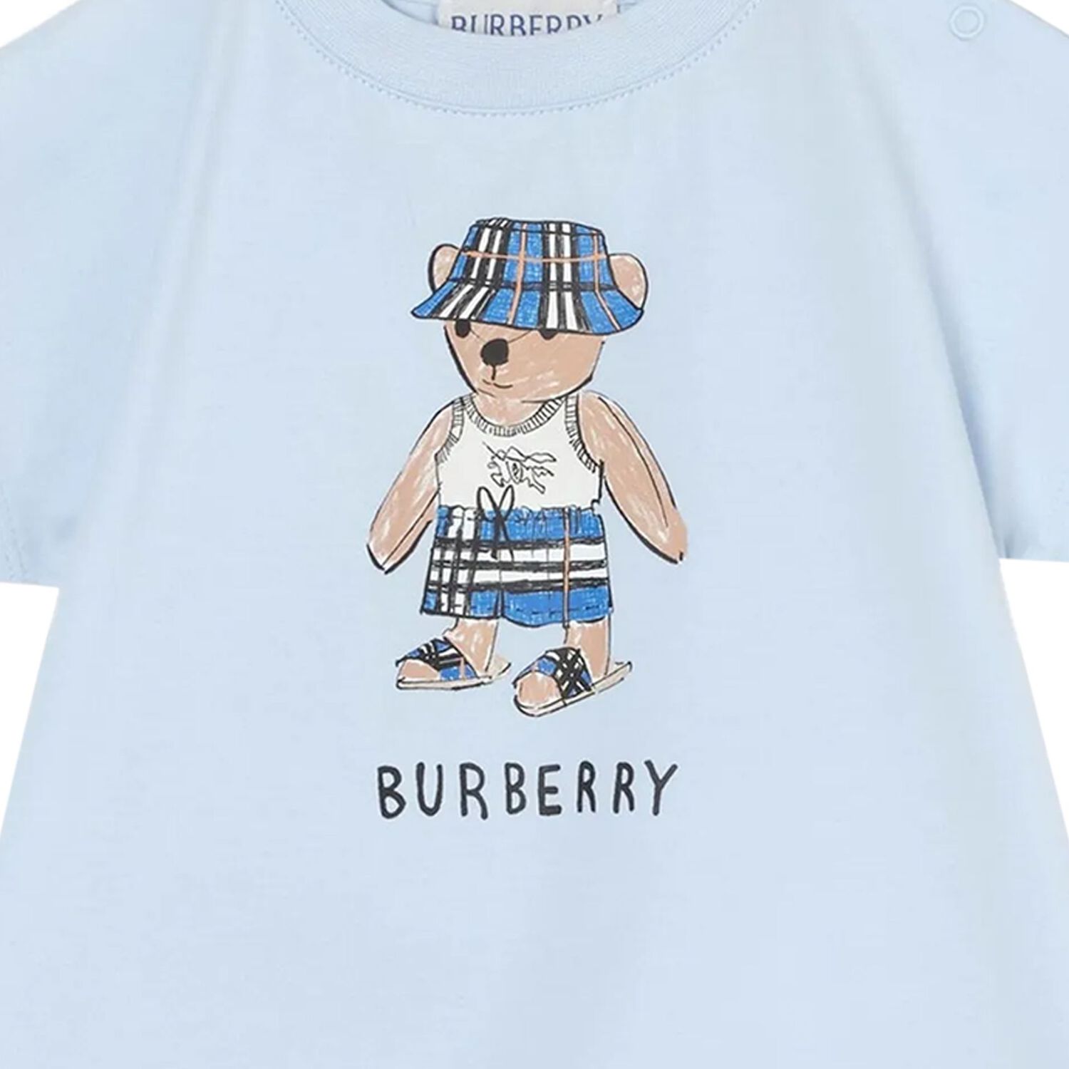 Baby Boys Blue Teddy Bear Logo Romper, 1, hi-res