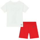 Boys Ivory & Red Crocodile Shorts Set, 3, hi-res