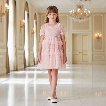 Girls Pink Sequin & Tulle Dress