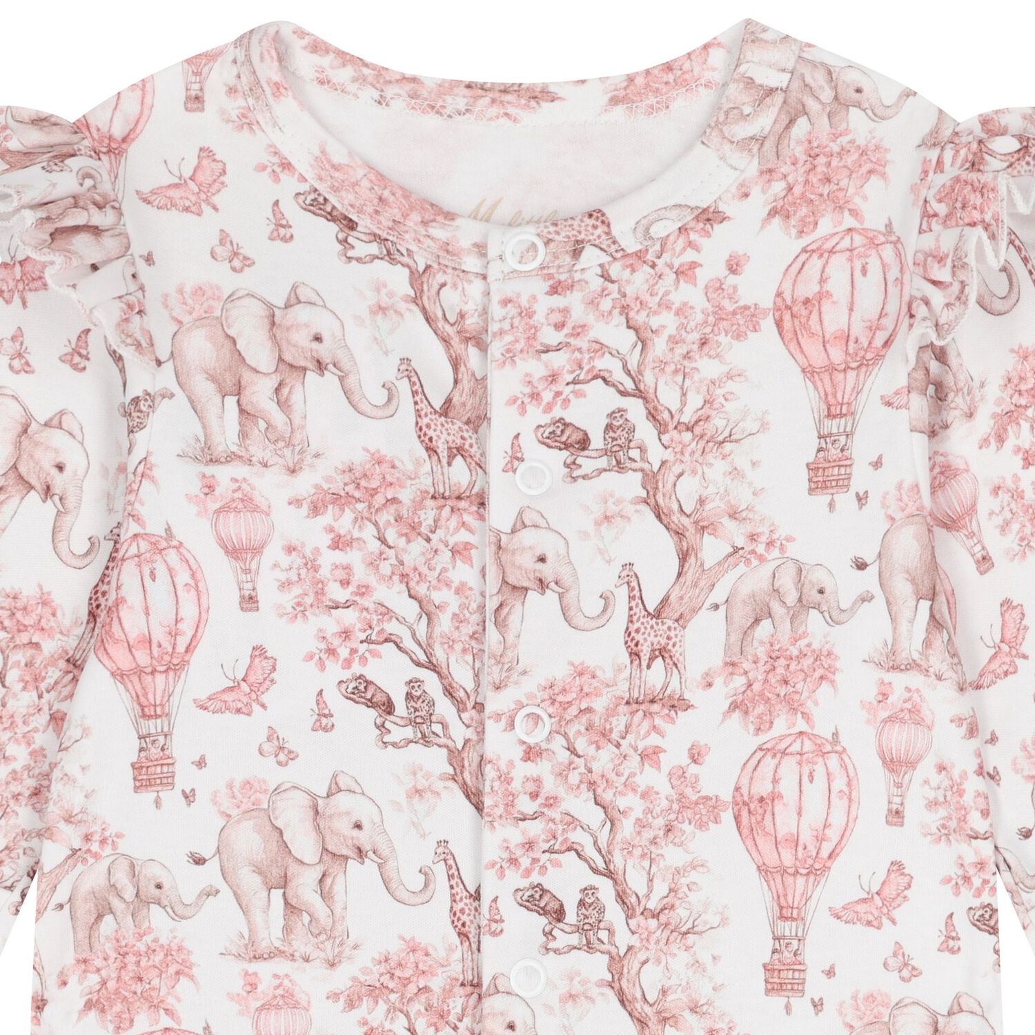Baby Girls White & Pink Africa Babygrow, 1, hi-res image number null