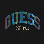 Girls Black Iridescent Logo T-Shirt, 3, hi-res