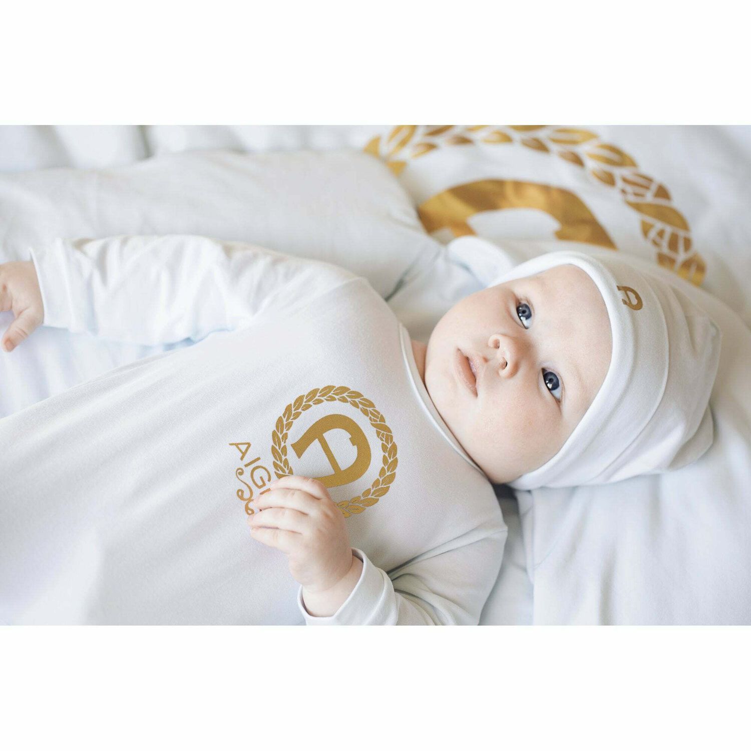 Baby Boys Blue & Gold Logo Babygrow, 2, hi-res image number null