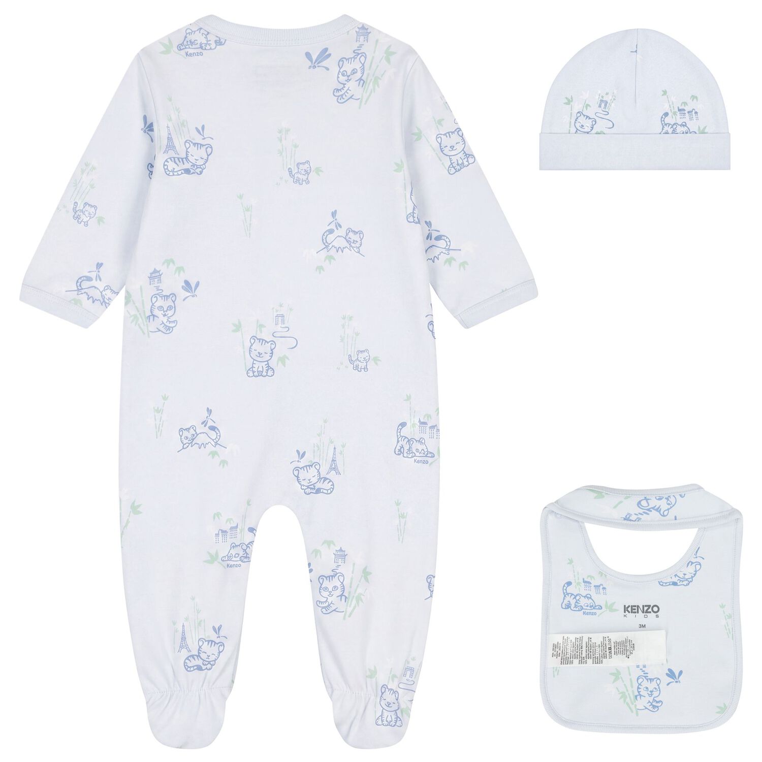 Baby Boys Blue Tiger Babygrow Gift Set, 1, hi-res
