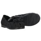 Younger Girls Black Bow Shoes, 1, hi-res