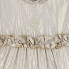 Younger Girls Beige & Gold Logo Ruffled Dress, 1, hi-res