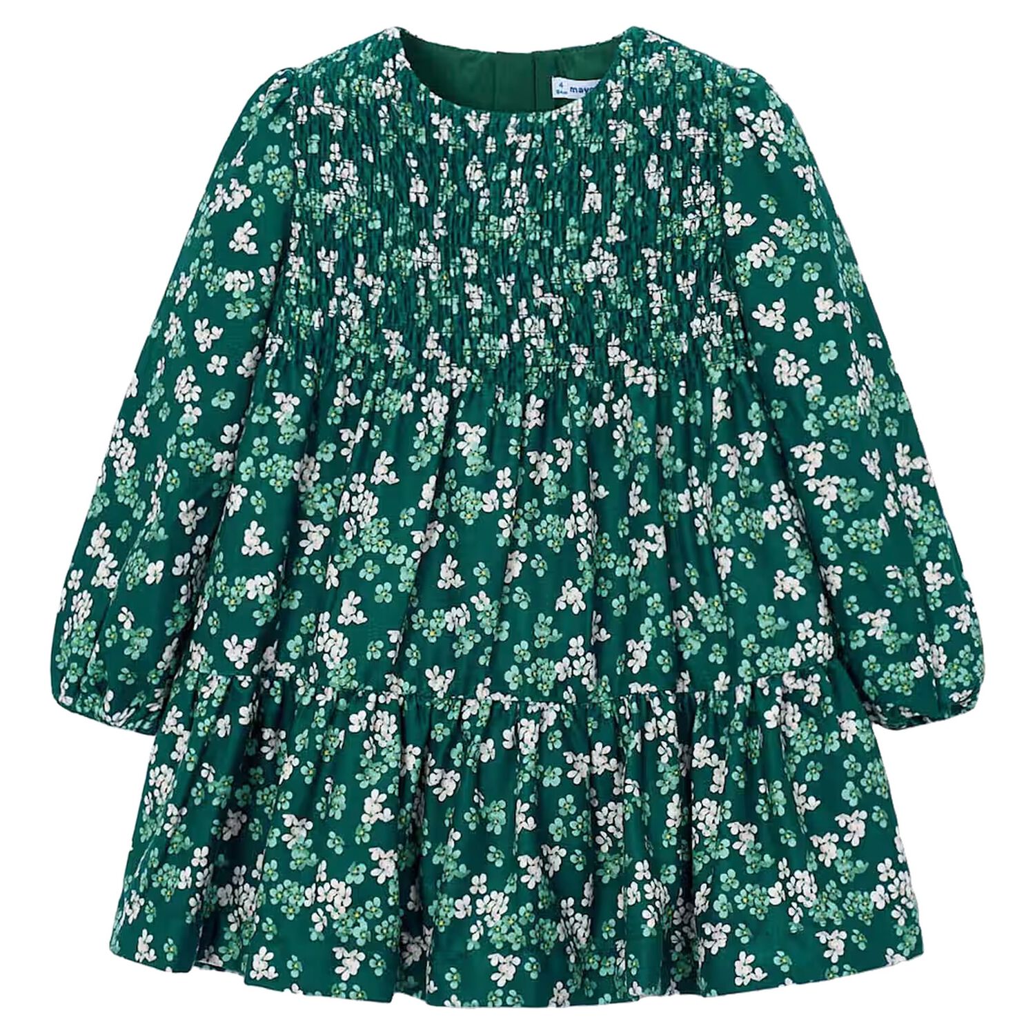 Girls Green Floral Dress, 1, hi-res