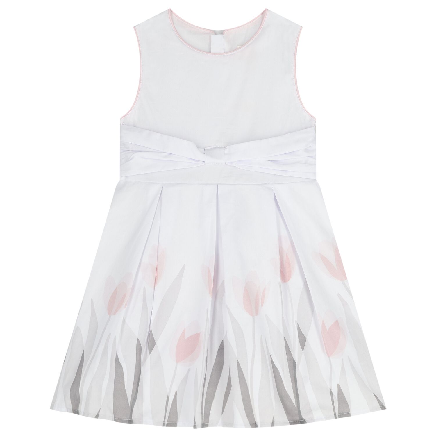 Girls White Floral Dress, 1, hi-res