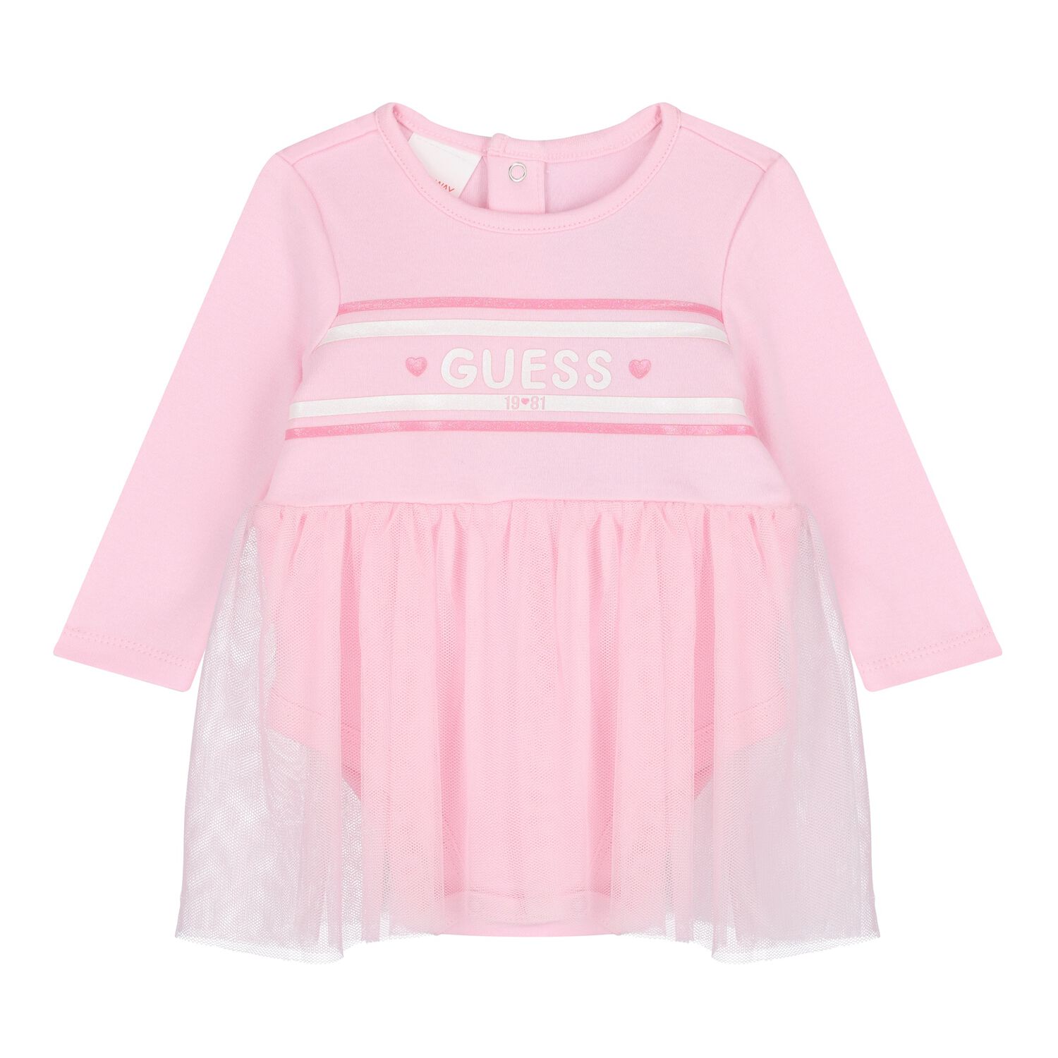 Baby Girls Pink Bodysuit Dress, 1, hi-res