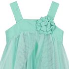 Girls Blue Flower Tulle Dress, 2, hi-res