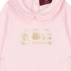 Baby Girls Pink & Gold Logo Babygrow, Hat & Bib Gift Set, 1, hi-res