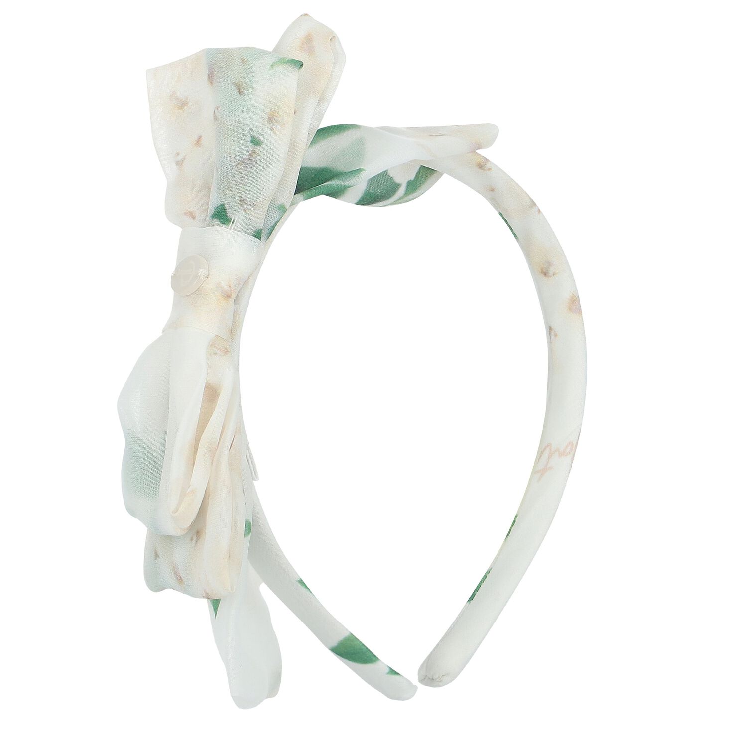Girls Ivory & Green Floral Chiffon Headband, 2, hi-res