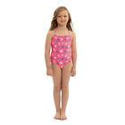 Girls Neon Pink Starfish Ruched Swimsuit, 1, hi-res