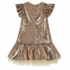 Girls Gold Sequin & Tulle Dress, 1, hi-res