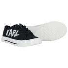 Boys Black & White Logo Trainers, 1, hi-res