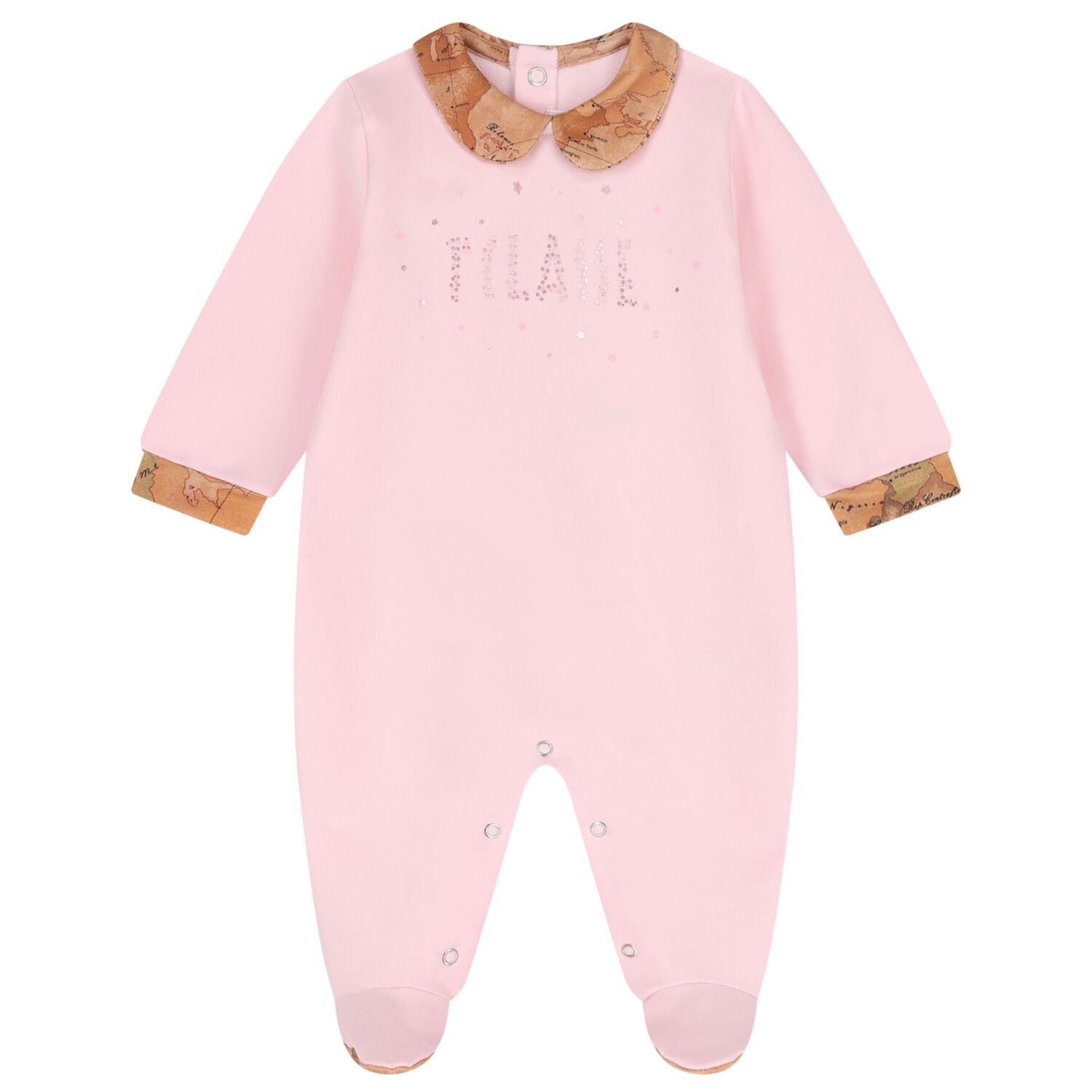 Baby Girls Pink & Beige Geo Map Babygrow Gift Set, 2, hi-res