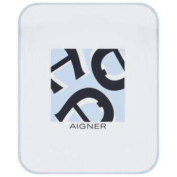 Baby Boys White & Blue Logo Blanket
