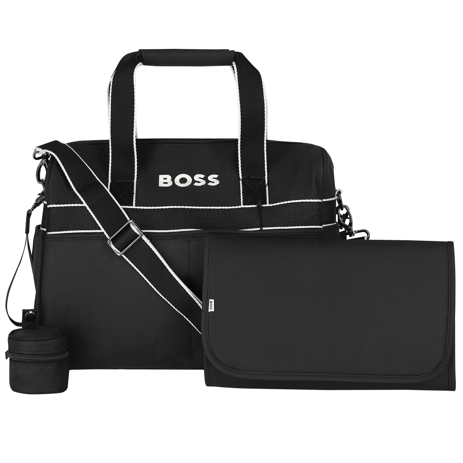 Black Logo Baby Changing Bag, 1, hi-res
