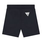 Baby Boys White & Navy Blue Logo Shorts Set, 3, hi-res
