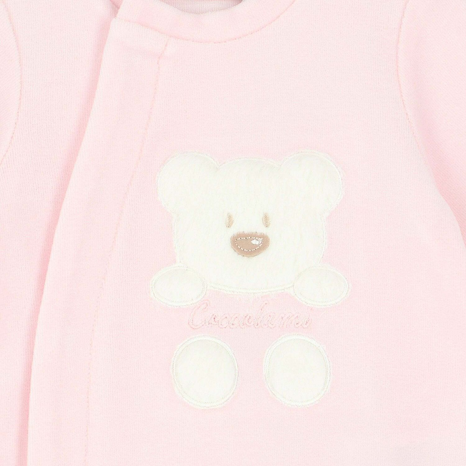 Baby Girls Pink Velour Babygrow, 3, hi-res image number null