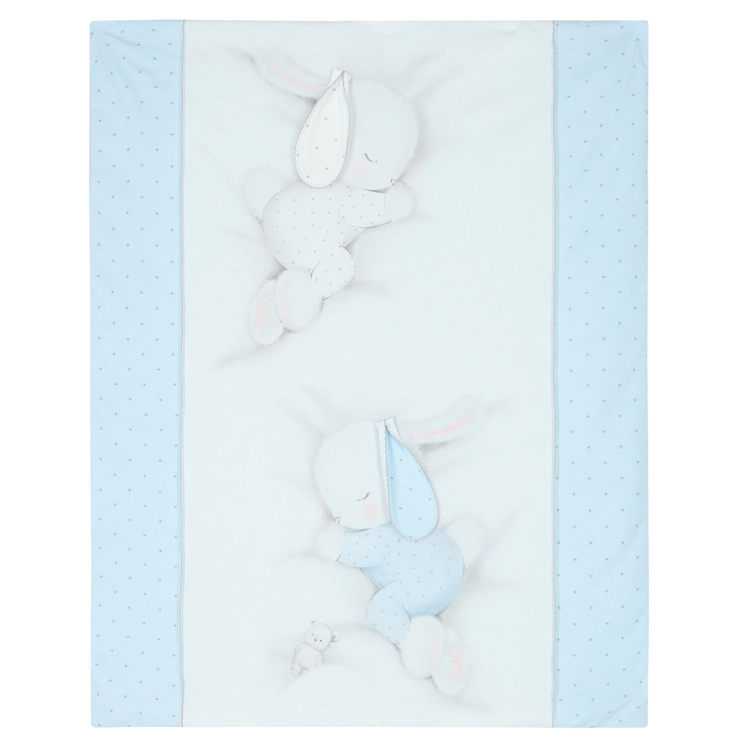 Baby Boys White & Blue Bunny Blanket, 2, hi-res