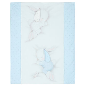 Baby Boys White & Blue Bunny Blanket