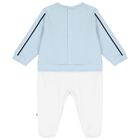 Baby Boys Blue & White Logo Babygrow, 1, hi-res