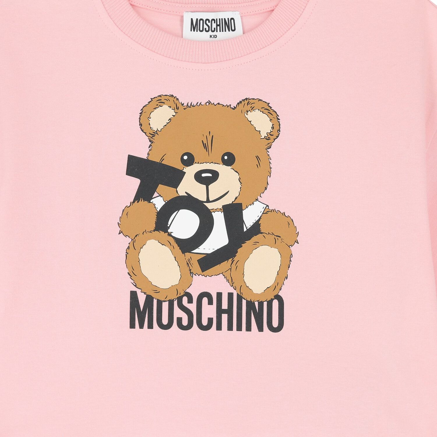 Girls Pink Teddy Bear Logo T-Shirt, 2, hi-res