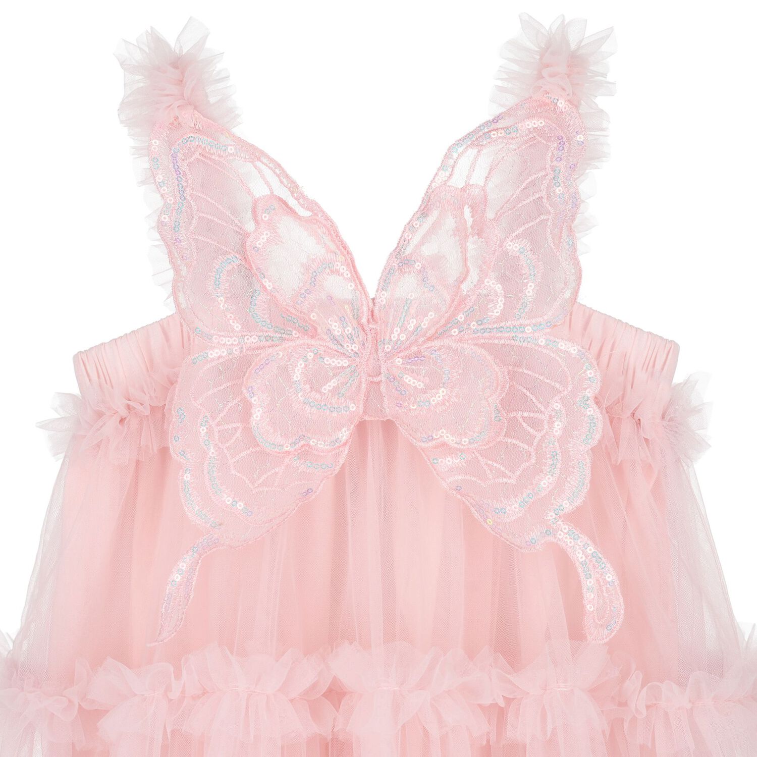 Girls Pink Butterfly Tulle Dress, 1, hi-res image number null