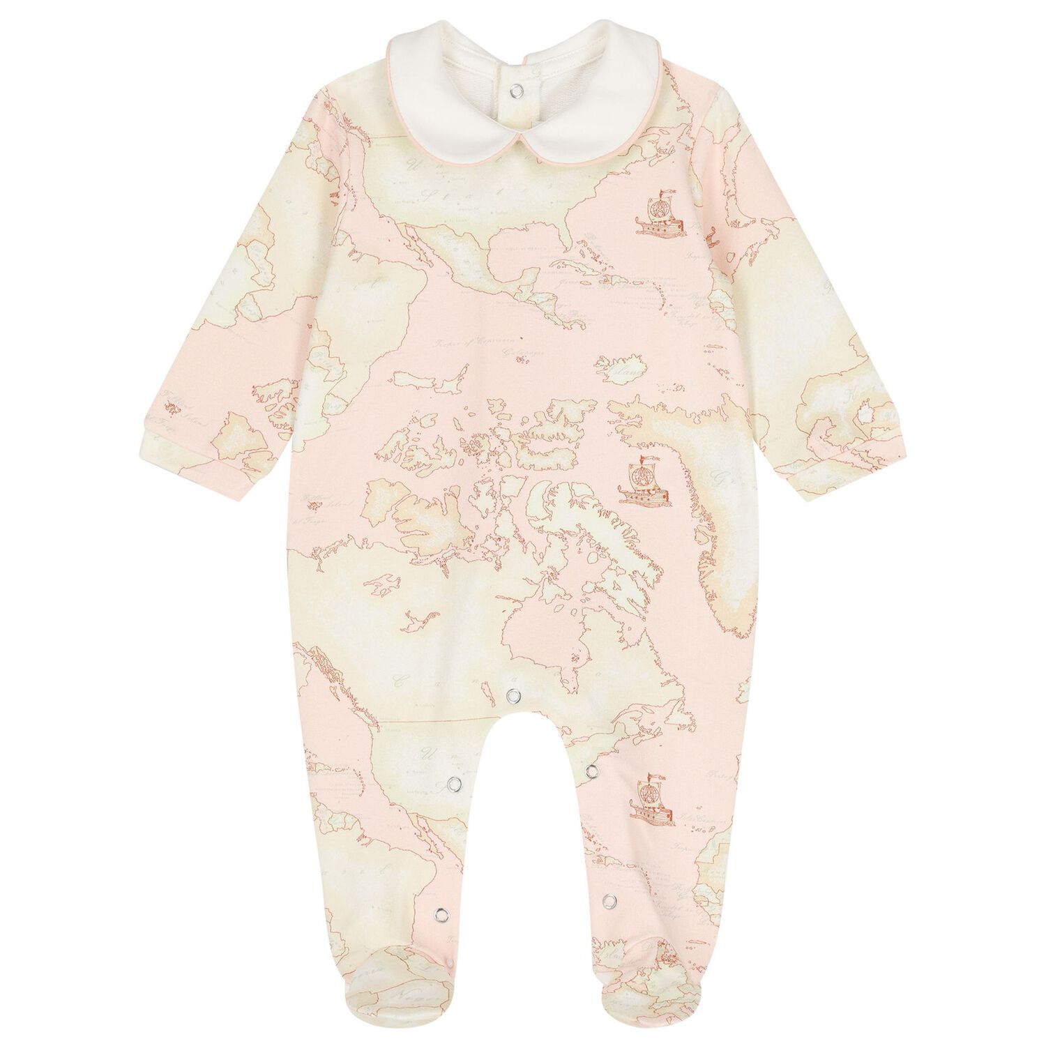 Baby Girls Ivory, Pink & Beige Geo Map Babygrow Set, 1, hi-res
