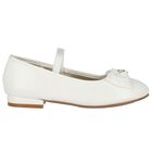 Girls White Bow Leather Shoes, 2, hi-res