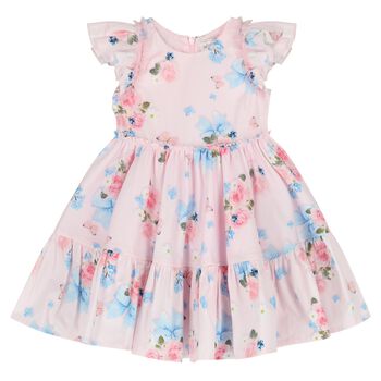 Younger Girls Pink Florals & Bows Dress