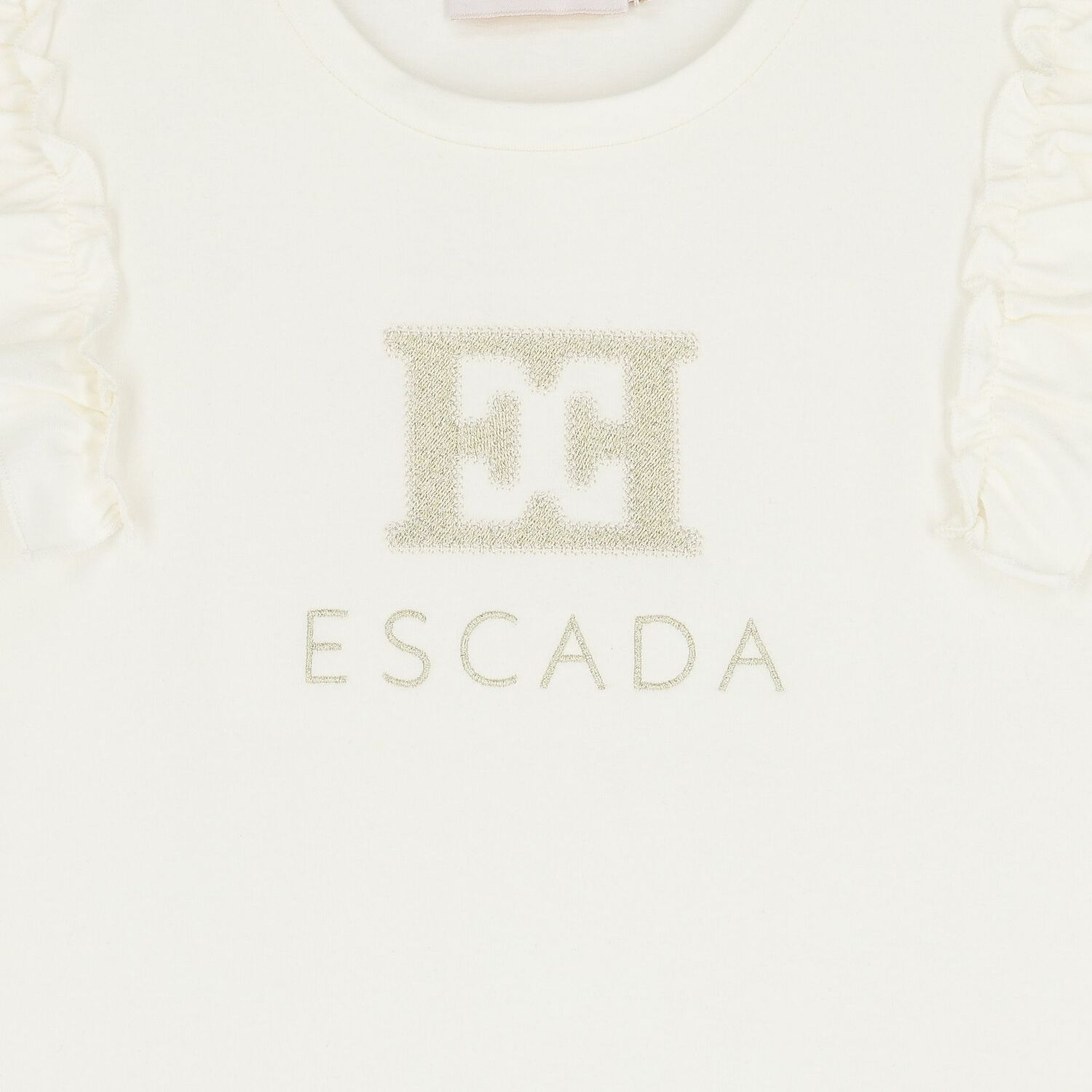 Girls Ivory Logo Ruffled T-Shirt, 1, hi-res