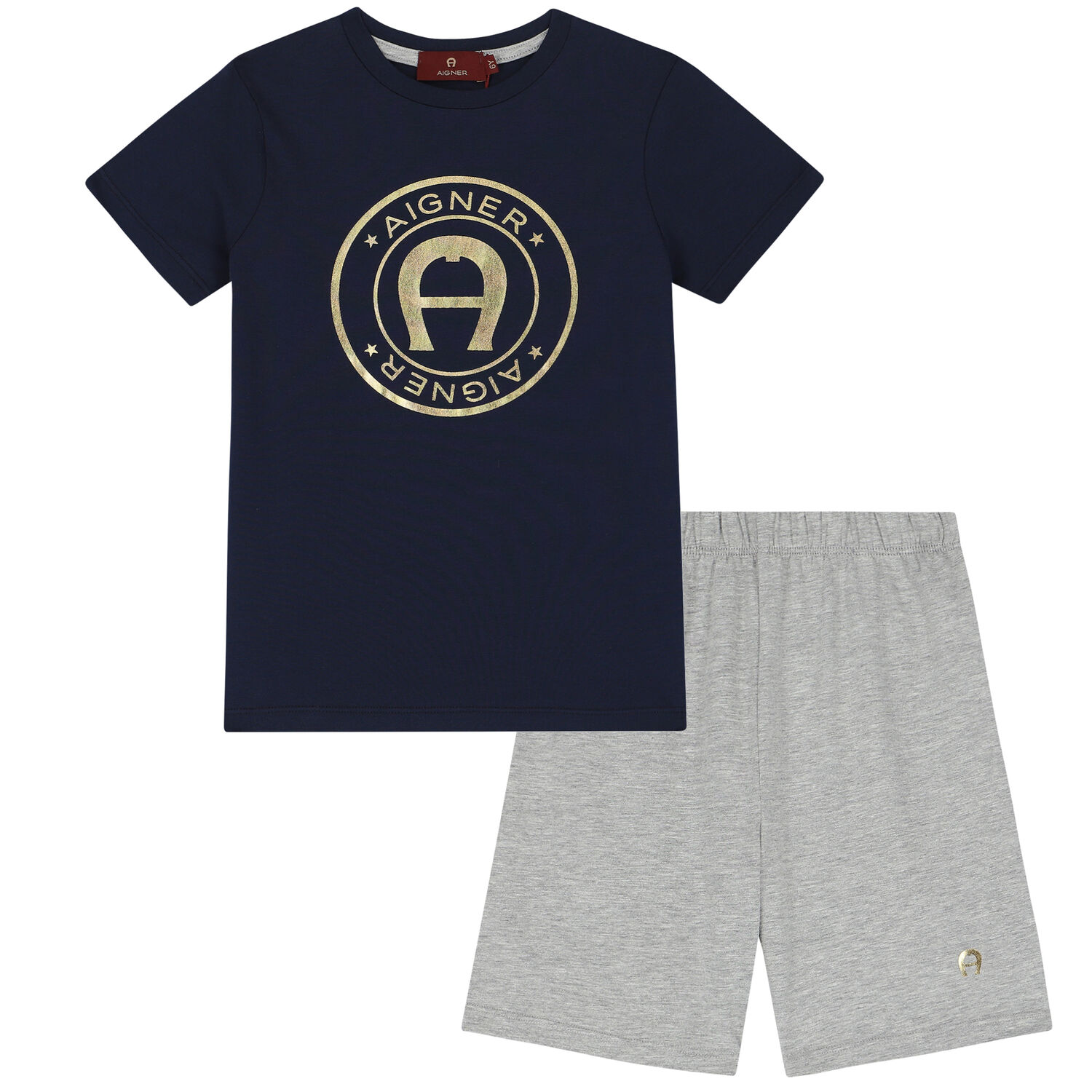Boys Navy & Grey Logo Pyjamas, 2, hi-res