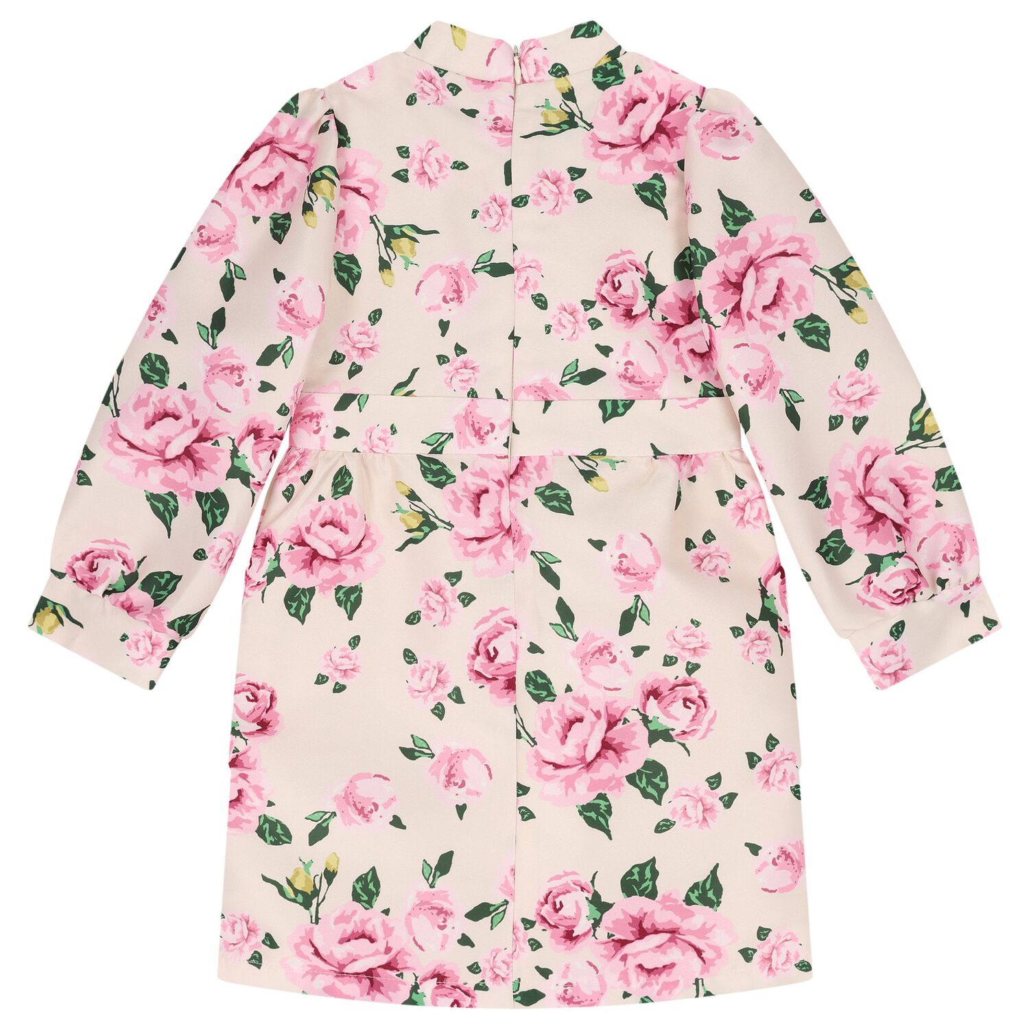 Girls Pink Floral Bow Dress, 1, hi-res