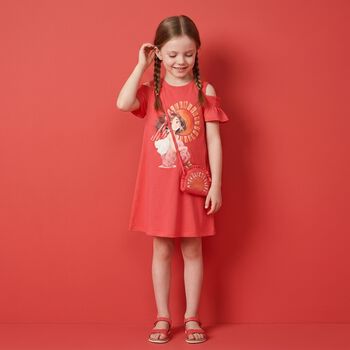 Girls Pink Ruffled Dress Set