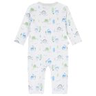 Baby Boys White & Blue Dinosaur Era Romper, 1, hi-res
